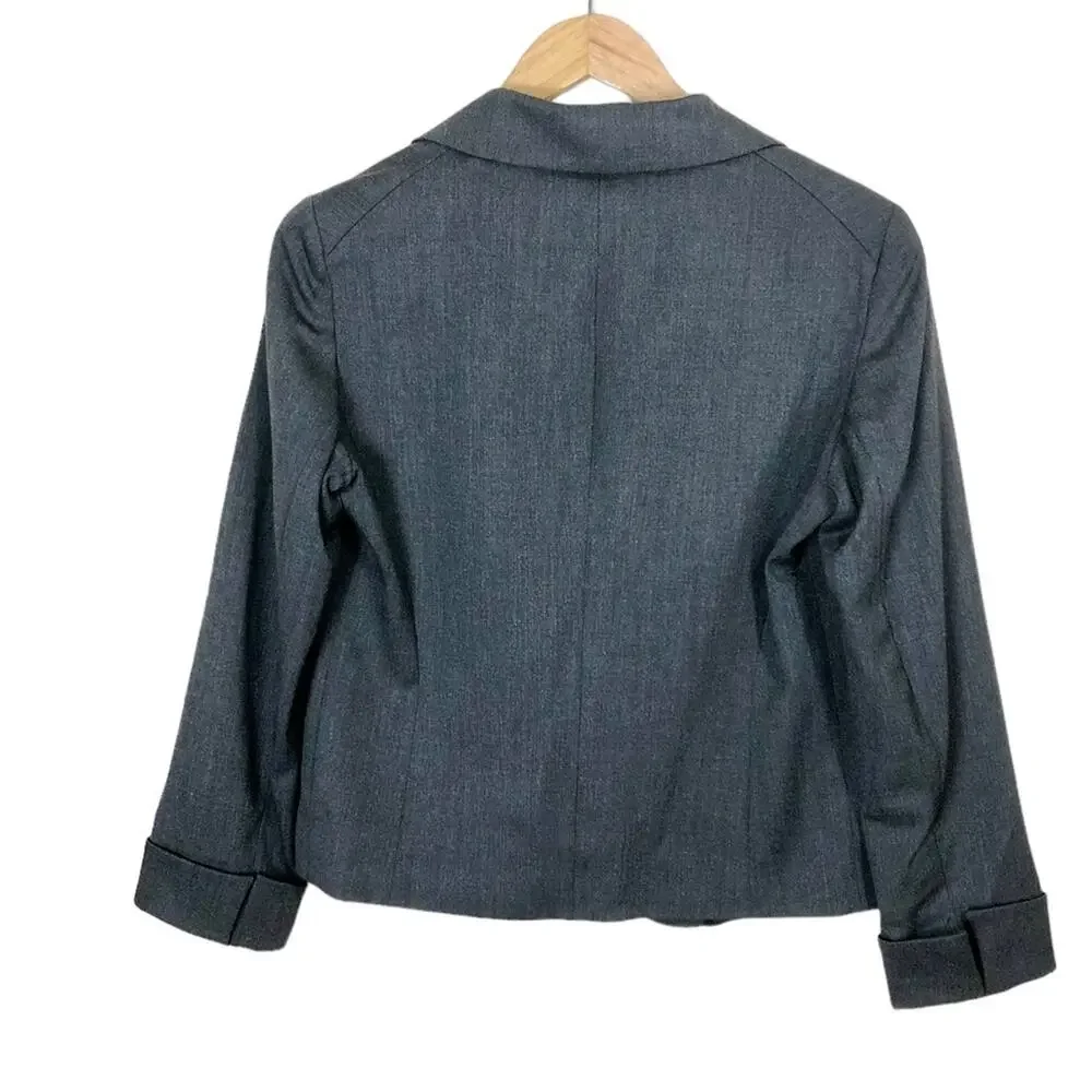 Lafayette 148 Dark Gray Single Button Wool Blazer Size 4